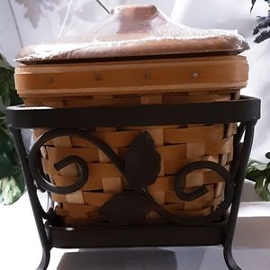 Longaberger seedling basket in Longaberger wrought iron holder